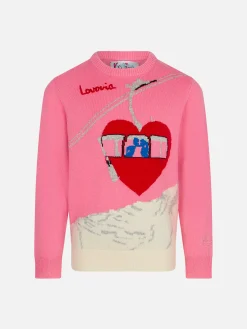 Mädchenpullover mit Rundhalsausschnitt und Love-Print