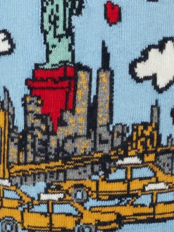 Mädchenpullover mit Rundhalsausschnitt und New-York-Postkarte
