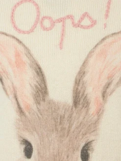 Mädchen-Pullover mit Rundhalsausschnitt und Häschen-Print