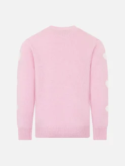 Mädchenpullover mit Rundhalsausschnitt und Teddybär-Stickerei