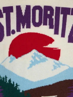 Mädchenpullover mit Rundhalsausschnitt und St. Moritz-Postkarte