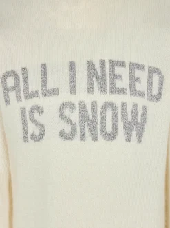 Mädchenpullover mit Rundhalsausschnitt und „All I need is snow“-Schriftzug