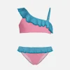 Mädchen-Rüschen-Bikini aus Lurex mit einer Schulter