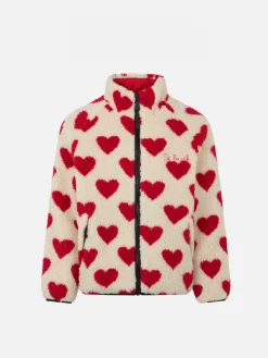 Mädchen-Sherpa-Jacke mit Herz-Print