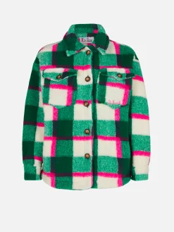 Mädchen-Sherpa-Overshirt mit Tartan-Print