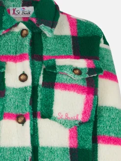 Mädchen-Sherpa-Overshirt mit Tartan-Print