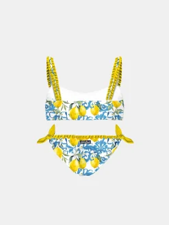Mädchen-Top-Bikini mit Barock-Print