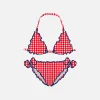 Mädchen-Triangel-Bikini mit rotem Gingham-Print