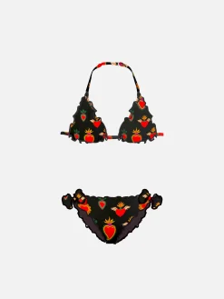 Mädchen-Triangel-Bikini mit Heilig-Herz-Print