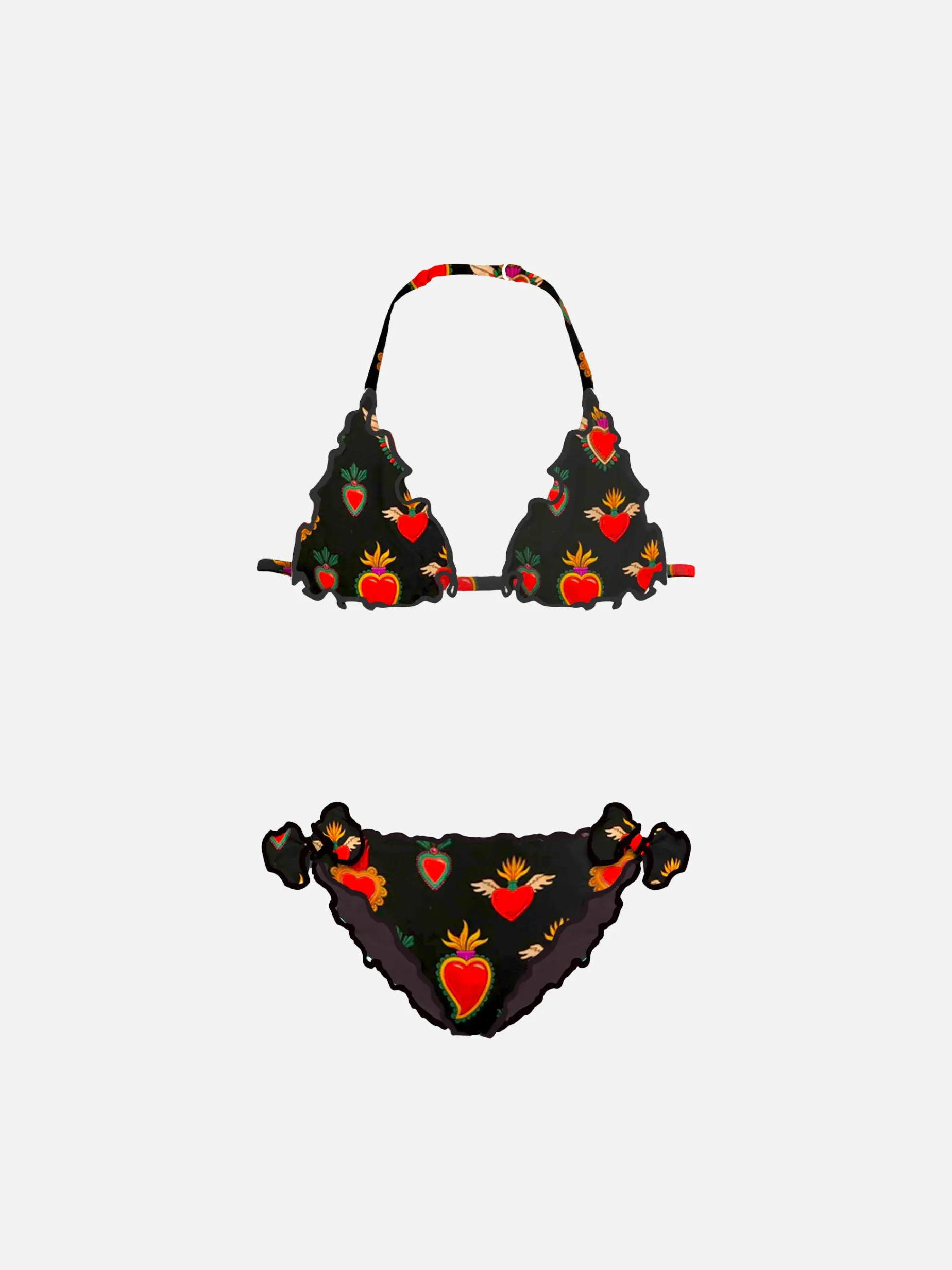 Mädchen-Triangel-Bikini mit Heilig-Herz-Print