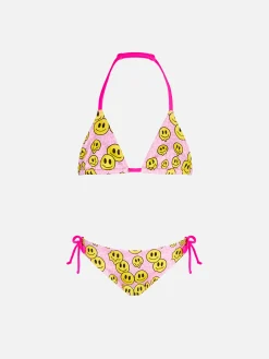 Mädchen-Triangel-Bikini mit Smile-Print