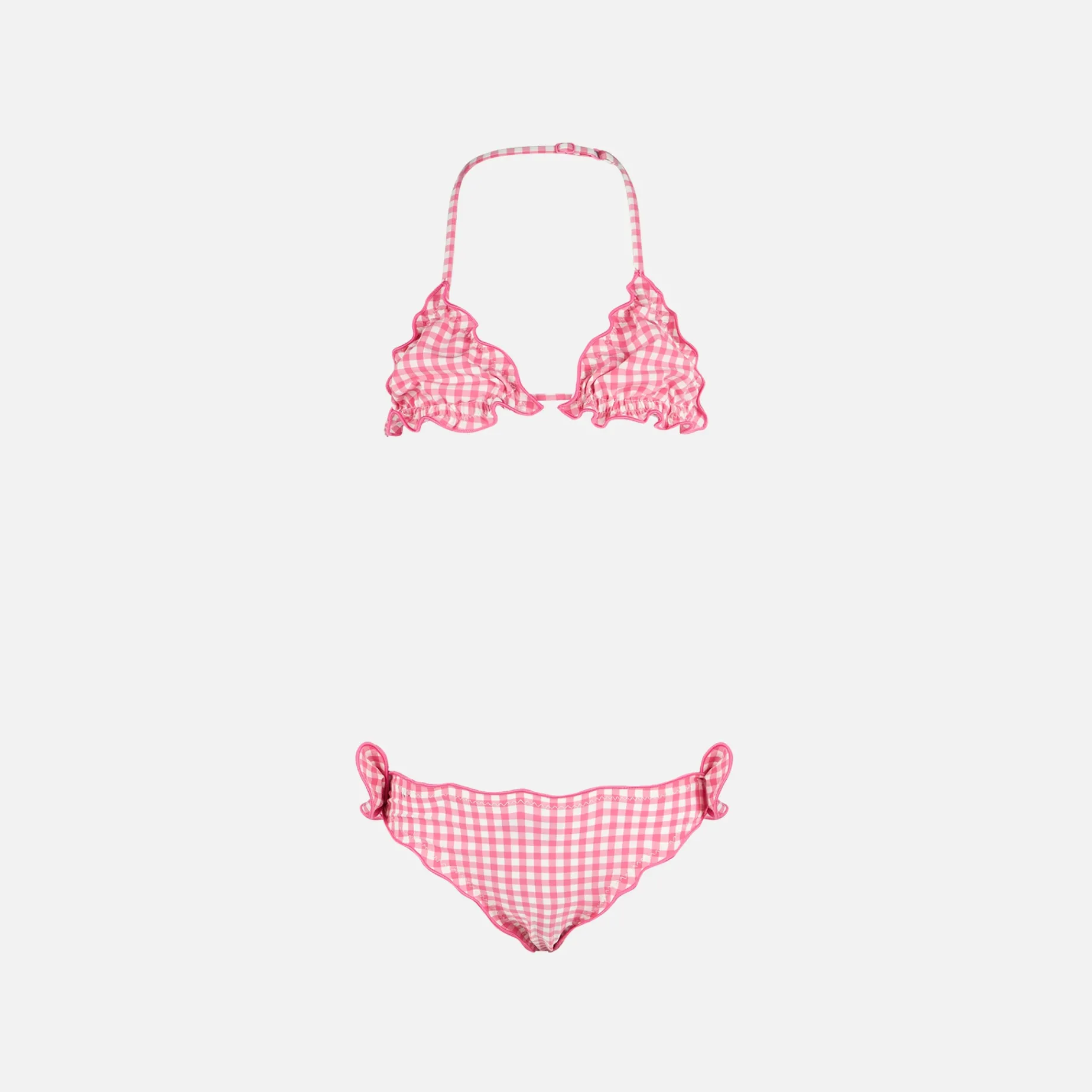Mädchen-Triangel-Bikini mit rosa Gingham-Print