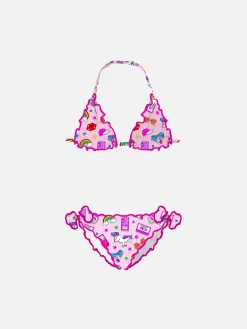 Mädchen-Triangel-Bikini mit Muster