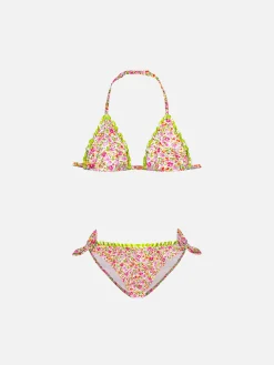 Mädchen-Triangel-Bikini mit Blumen | Hergestellt aus Liberty-Stoff