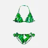 Mädchen-Triangel-Bikini mit tropischem Aufdruck