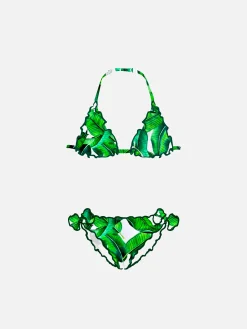Mädchen-Triangel-Bikini mit tropischem Aufdruck