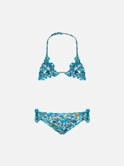 Mädchen-Triangel-Bikini mit Pilz-Print | Hergestellt aus Liberty-Stoff