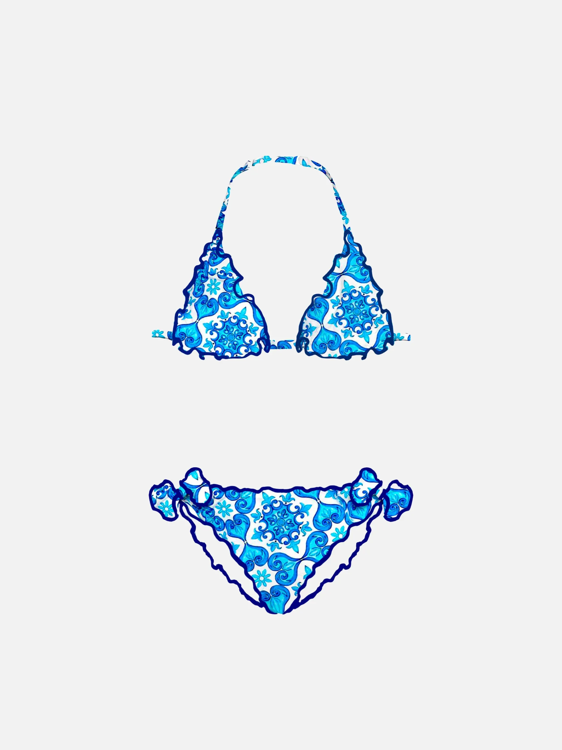 Mädchen-Triangel-Bikini mit Majolika-Print