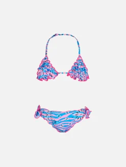 Mädchen-Triangel-Bikini mit Zebra-Kopftuch-Print