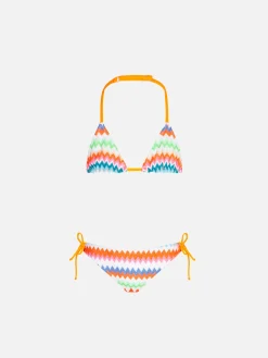 Mädchen-Triangel-Bikini mit mehrfarbigem Muster