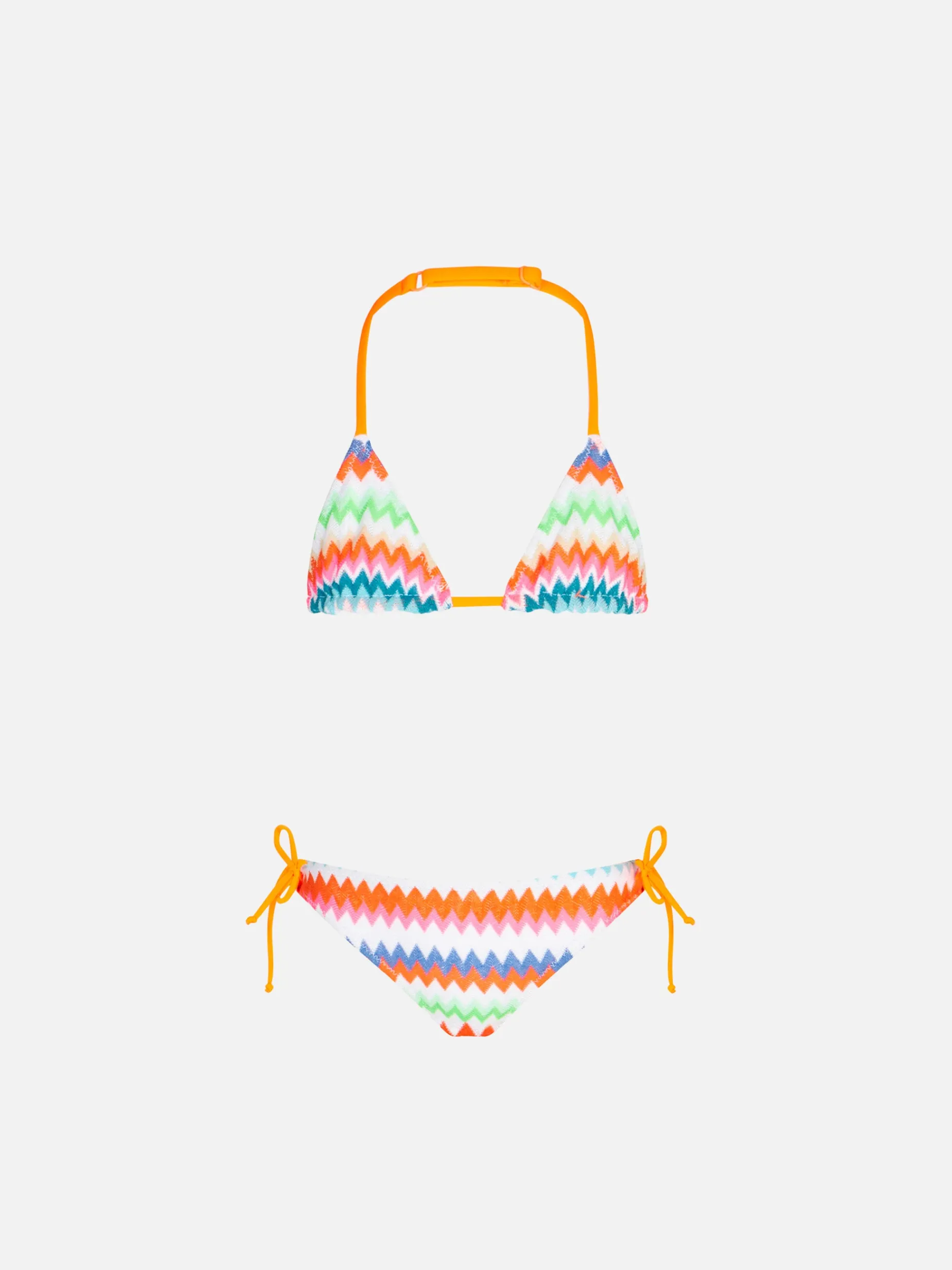 Mädchen-Triangel-Bikini mit mehrfarbigem Muster