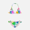 Mädchen-Triangel-Bikini mit tropischem Aufdruck