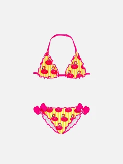 Mädchen-Triangel-Bikini mit Flamingo-Print