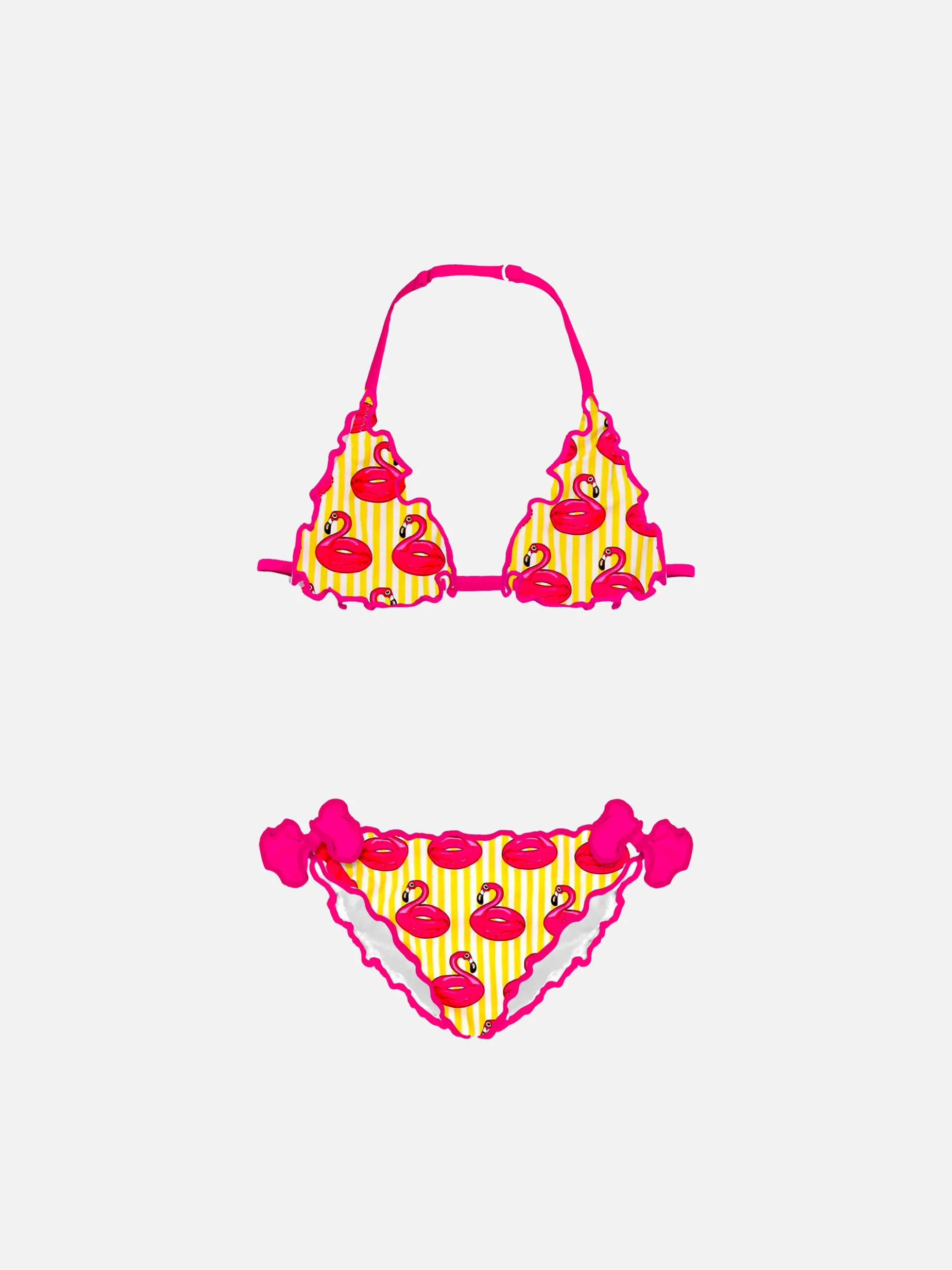Mädchen-Triangel-Bikini mit Flamingo-Print