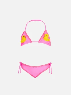 Mädchen-Triangel-Bikini mit Enten-Häkelaufnäher