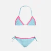 Mädchen-Triangel-Bikini mit hellblauem Gingham-Print