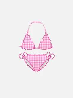 Mädchen-Triangel-Bikini mit Gingham-Print