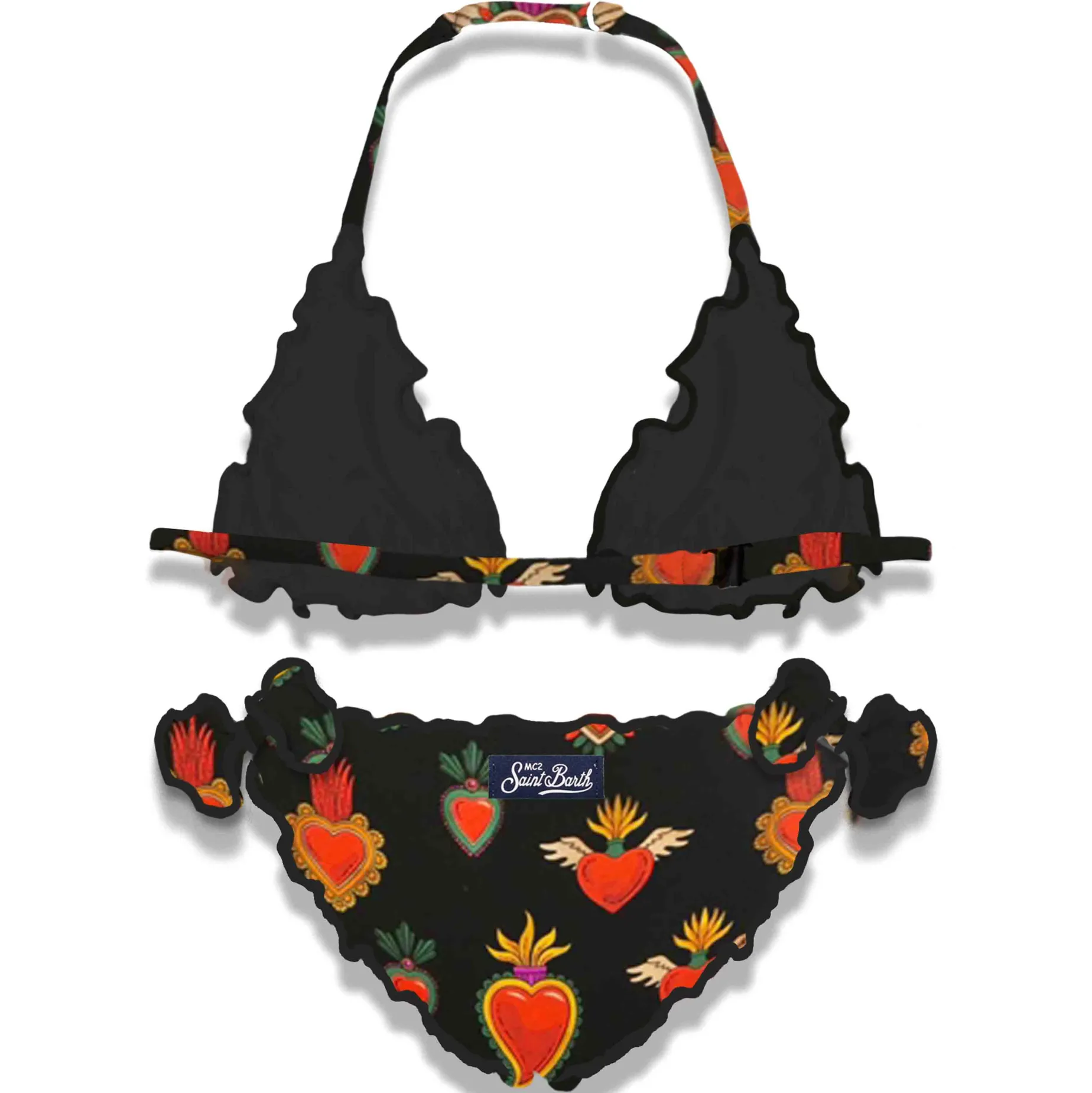 Mädchen-Triangel-Bikini mit Heilig-Herz-Print