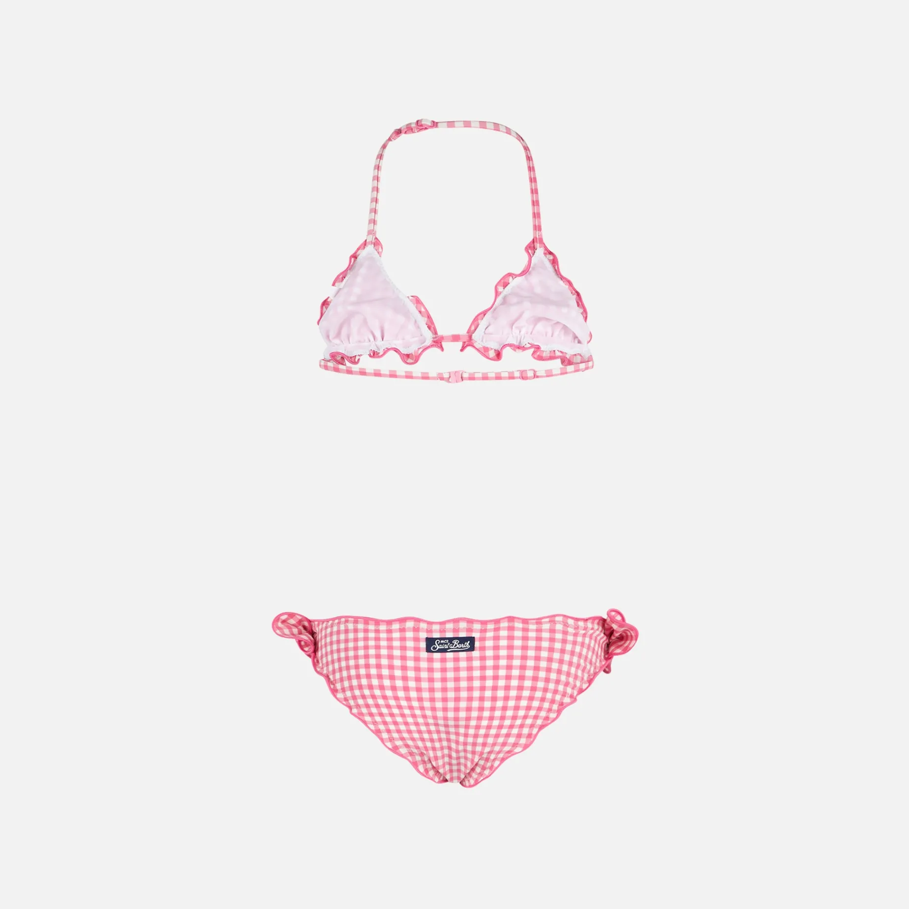 Mädchen-Triangel-Bikini mit rosa Gingham-Print