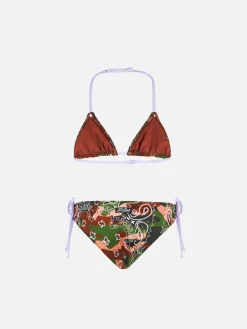 Mädchen-Triangel-Bikini mit nachgeahmtem Bandana-Print