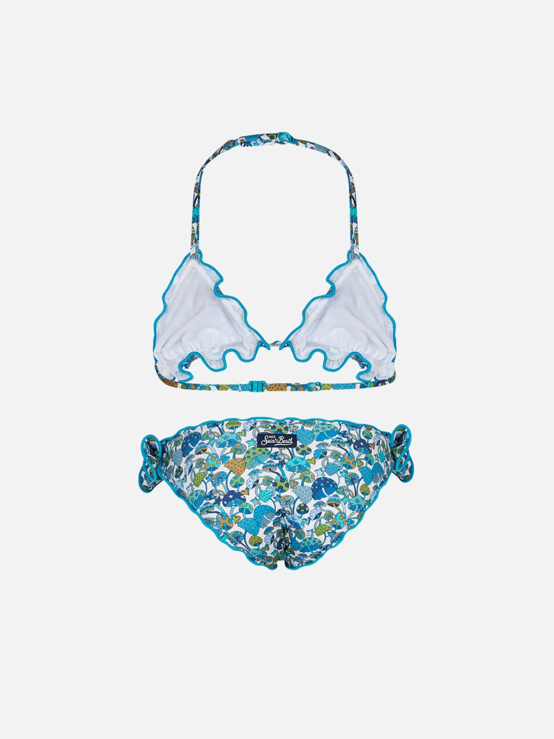 Mädchen-Triangel-Bikini mit Pilz-Print | Hergestellt aus Liberty-Stoff