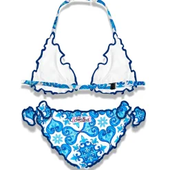 Mädchen-Triangel-Bikini mit Majolika-Print