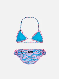 Mädchen-Triangel-Bikini mit Zebra-Kopftuch-Print
