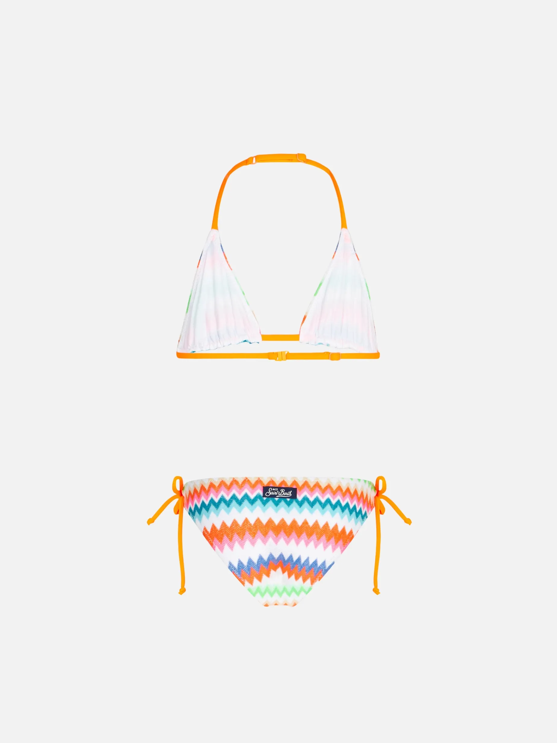 Mädchen-Triangel-Bikini mit mehrfarbigem Muster