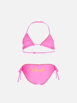 Mädchen-Triangel-Bikini mit Enten-Häkelaufnäher