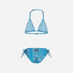Mädchen-Triangel-Bikini mit Bandana-Print aus Denim