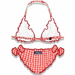 Mädchen-Triangel-Bikini mit Gingham-Print