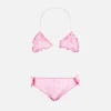 Mädchen-Triangel-Seersucker-Bikini mit Streifen