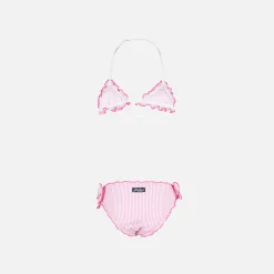 Mädchen-Triangel-Seersucker-Bikini mit Streifen