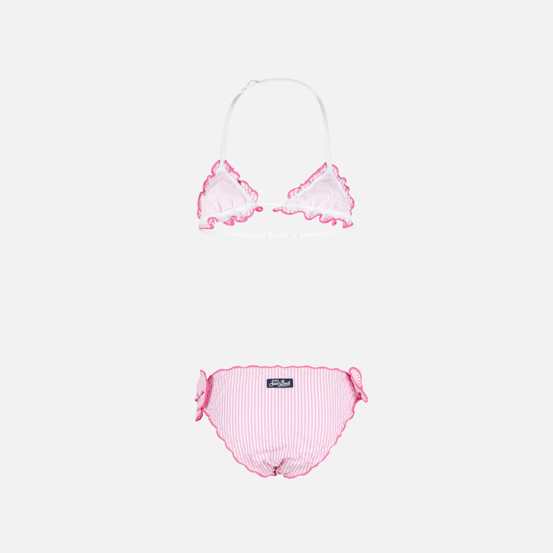 Mädchen-Triangel-Seersucker-Bikini mit Streifen
