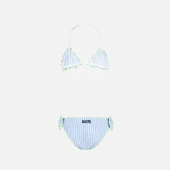 Mädchen-Triangel-Seersucker-Bikini mit Streifen