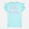 Mädchen-T-Shirt aus Baumwolle mit Volant und Stickerei