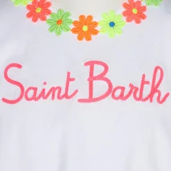 Mädchen-T-Shirt aus Baumwolle mit Volant und Stickerei