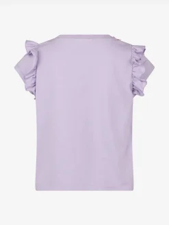 Mädchen-T-Shirt aus Baumwolle mit Volant und Stickerei