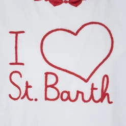 Mädchen-T-Shirt aus Baumwolle mit Volant und Stickerei