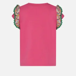 Mädchen-T-Shirt aus Baumwolle mit Volant und Stickerei
